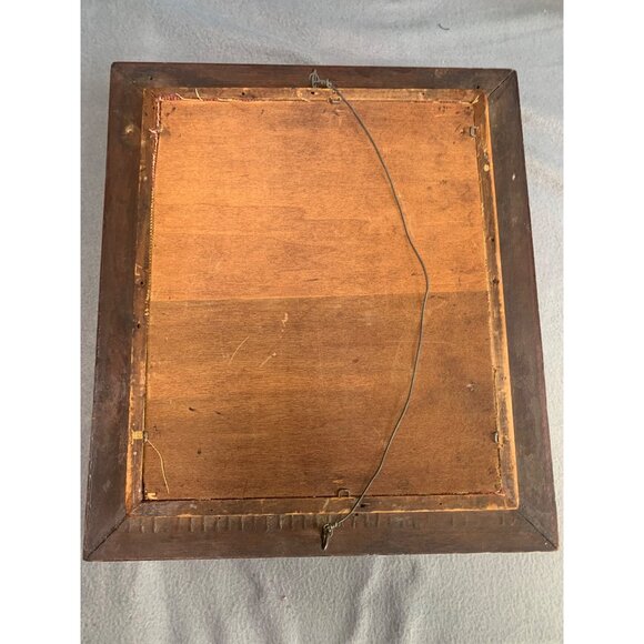 Vintage Framed Floral Needlepoint Art with Wood Frame & Glass Cover - Picture 5 of 11